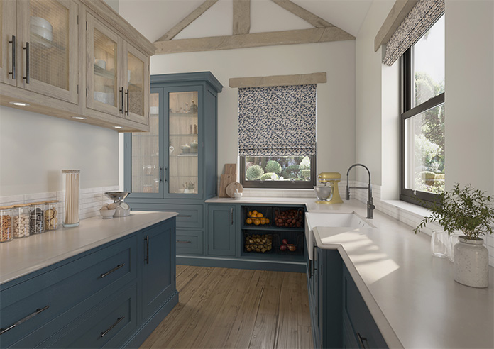 Oak Leaves Velvet, Monochrome - Roman Blind - Image 6